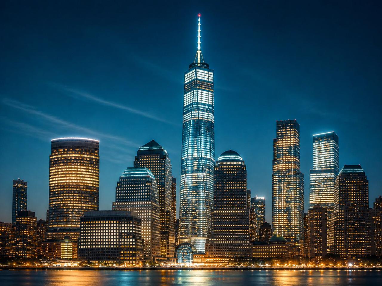 Skyline de Manhattan al anochecer